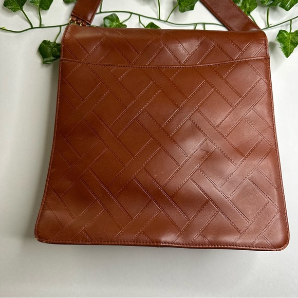 Fred Hayman Club 273 Cognac Brown Leather Tall Medium Shoulder Bag Purse - Picture 4 of 16